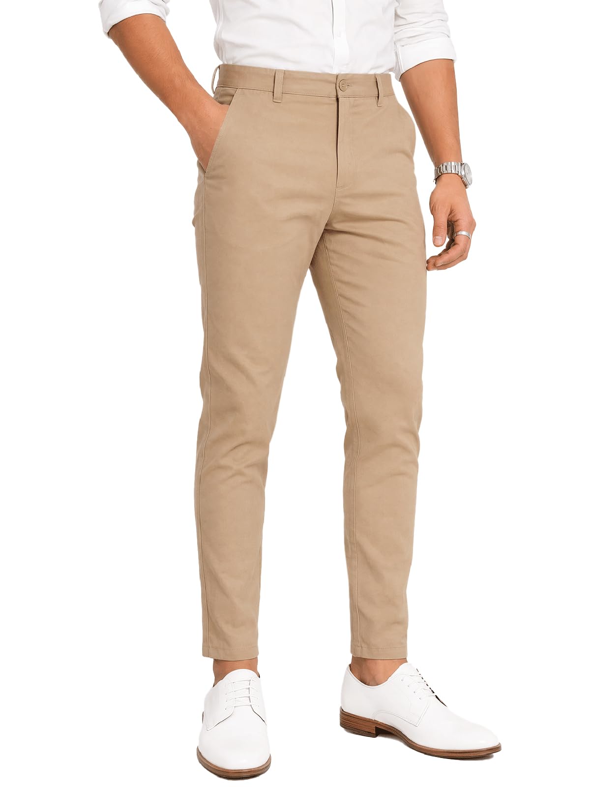 Runcati Herren Chino Hose Slim Fit Tapered Elegante Businesshose Stretch Anzughose