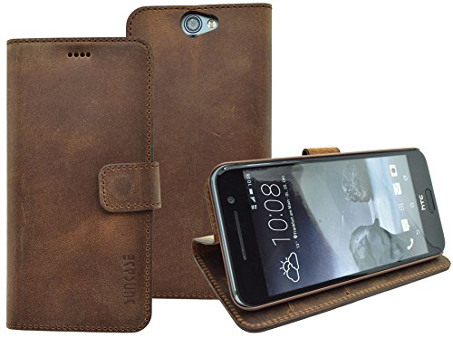 HTC One A9 | Suncase portatil de Style (Slim Fit) piel funda carcasa case móvil (con función atril y tarjetero)