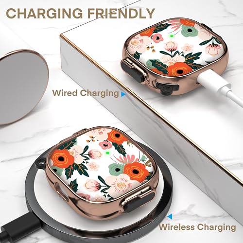Image of Maxjoy for AirPods 4 Case with Lock, Cute AirPods 4 Case Lock Protective Soft AirPod 4 Generation Cover for Women Girly with Keychain Clip for AirPod 4th Generation Cover 2024, Flower