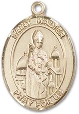 14k Yellow Gold St. Walter of Pontoise Medal, Size 3/4 x 1/2 inches - Catholic Inspirations