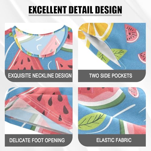 ALAZA Watermelon Lemon Blue Pajamas Short Sleeve 2 Piece Sleepwear Top and Bottom Pajama Set Unisex4