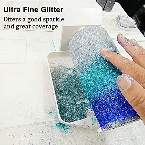 Glitzerpulver, JEMESI Blau Feiner Glitter 100G, Holographic Glitzer Pulver, Glitzerpuder für Epoxidharz, Nagel, Gießen… – Bild 5
