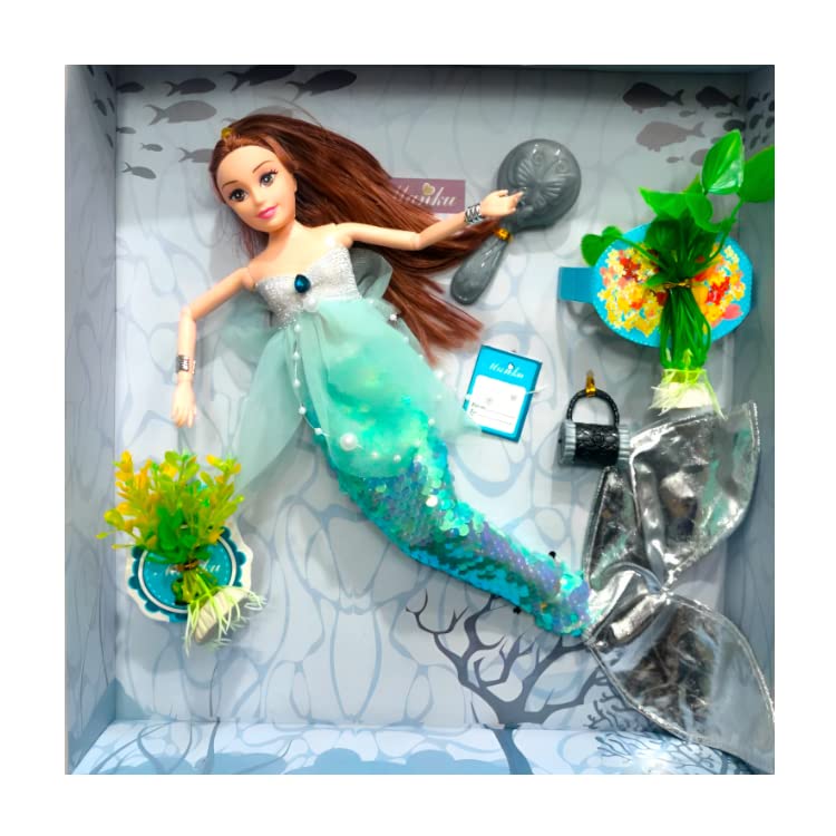 SARASI Mermaid Princess Doll Set for Kids with Stylish Mirrors, 2 Water Plant, Silicone Face [Size: 30cm] (B0C2QKVH42) Amazon Price History, Amazon Price Tracker