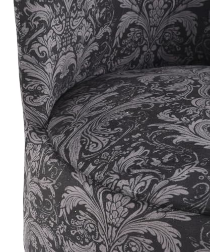 Image of NACIA Velvet Printed Ottoman Chair with Stool Combo | Dressing Table Chair for Bedroom Makeup Room Decor | Modern Upholstered Ottoman with Wooden Legs for Living Room & Home (18x18x32 Inches, Black)