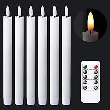 Eldnacele LED Stabkerzen mit Timerfunktion, flackernde Flamme LED Echtwachskerzen mit Fernbedienung, Stabkerzen Weiß 6 Stück (2 x 25CM) für Weihnachtsdeko, Zimmer Deko, Hochzeit und Party