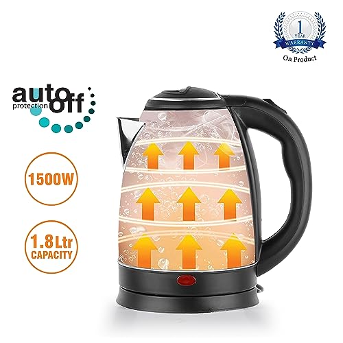 Image of Cello Quick Boil Pride Electric Kettle, 1.8 Ltr, Flipstyle Bottle with Jacket, 750 ml Electric Kettle (2.55 L, Silver)