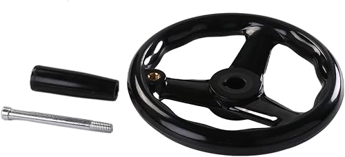 Miniatura 16 de Bettomshin Volante de torno antideslizante de 4.92 pulgadas con 3 radios, baquelita negra con mango giratorio, diámetro del orificio central
