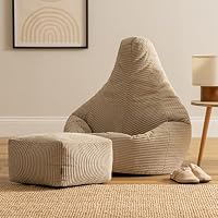 Icon Dalton Sitzsack Cord und Hocker mit Füllung, Beige – Ansicht 4
