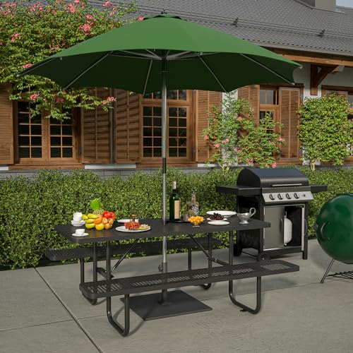 Heavy-Duty Steel Picnic Table with Umbrella Hole