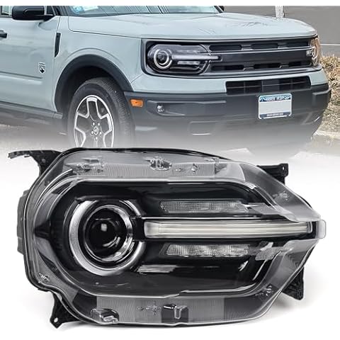DKMGHT Right Full LED Headlight for Ford Bronco Sport 2021 2022 2023, RH Headlamp Assembly Projector OE Factory Style Replacement for M1PZ13008F Passenger Side Cover