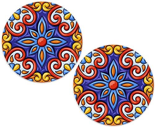 Set of 2 Mexican Talavera Pattern #7 Ceramic Cabinet Drawer Knobs