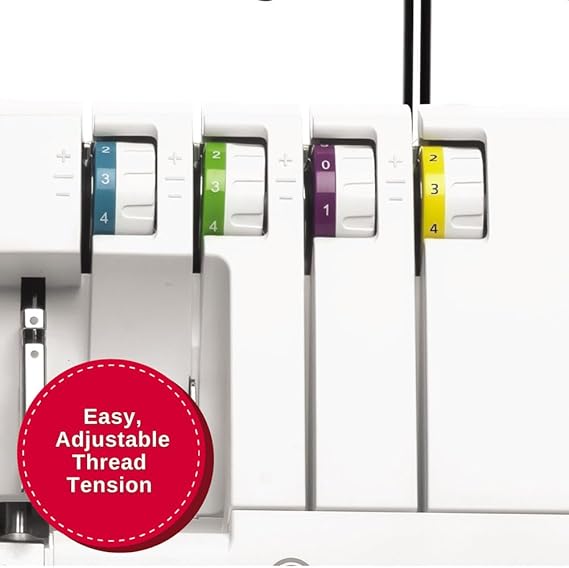 SINGER S0100 Metal Frame Serger with Accessory Kit | Overlock Machine with 6 Built-in Stitches, 2-3-4 Thread Capability, Adjustable Tension & Stitch Length | 1300 Stiches/Min & Differential Feed
