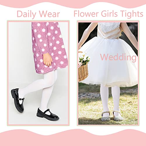 Lo Shokim Girls Tights Toddler Ballet Tights Students School Footed Tight Ultra Soft Microfiber Tights Athletic Leggings Gymnastics Stockings 3 Pack (White, 6-9 Years) #TOP5