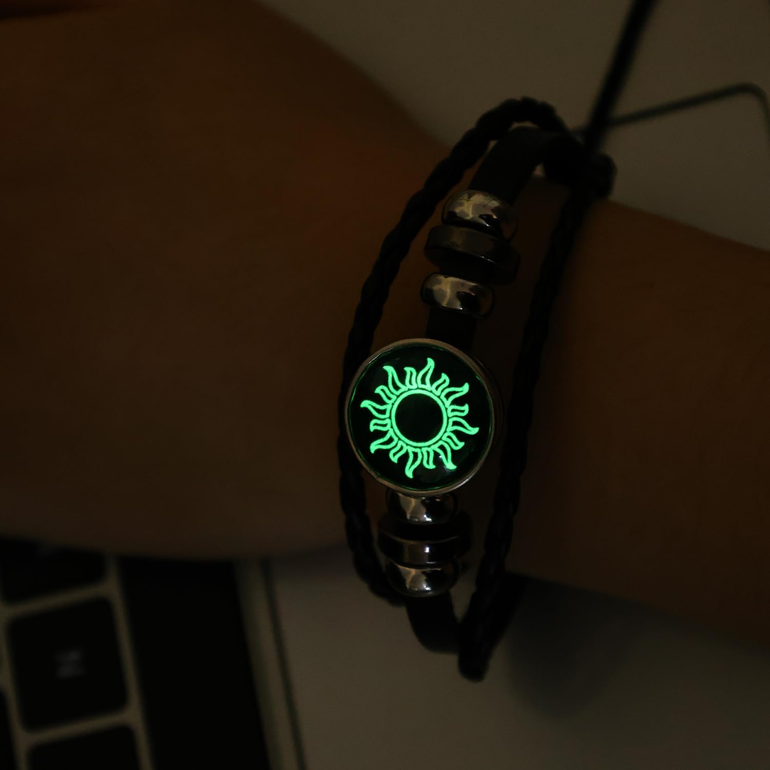 Luminous Sun Moon Lovers Braided Bracelets Romantic Friendship Couple Glow-in-The-Dark Adjustable Bracelet Gift