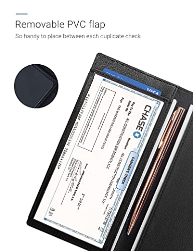 Zreal Checkbook Cover For Men & Women, Premium Vegan Leather Checkbook Holder Slim Wallets For Top & Side Tear Duplicate Checks With Rfid Blocking (Matte Black) #TOP5