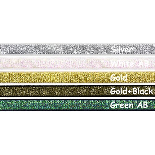 Diy Park 5 Yard 3/8" 10Mm Metallic Glitter Elastic Spandex Band Bra Strap Lingerie Dress Diy Sewing Trim Craft(Gold+Black) #TOP2