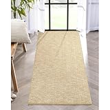 LEEVAN Washable Runner - 2'x5', Tan Hallway Runner, Hand-Woven Reversible Entryway Rug, Cotton Modern Bedroom, Farmhouse Bathroom, Soft Laundry Room, Long Carpet Sink Foyer