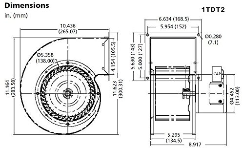 Miniatura 3 de Dayton Soplador 1TDT2, 549 CFM, 115V, 2.05 Amp, 1640 RPM