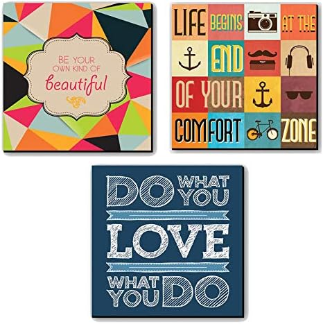 Artangle Fiberboard Sevenrays Multipurpose Creative Love Your Life Fridge Magnets (Set of 3)