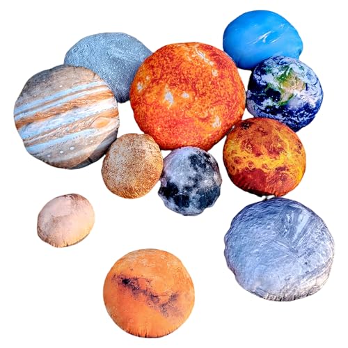 Qupace 11 Pcs Planet Decor Space Pillows Case for Kids Room，Round Pillow Covers for Sofa Couch,Space Decor Outer Space Room Decor Cushion Cover Outer Space Souvenir for Boys