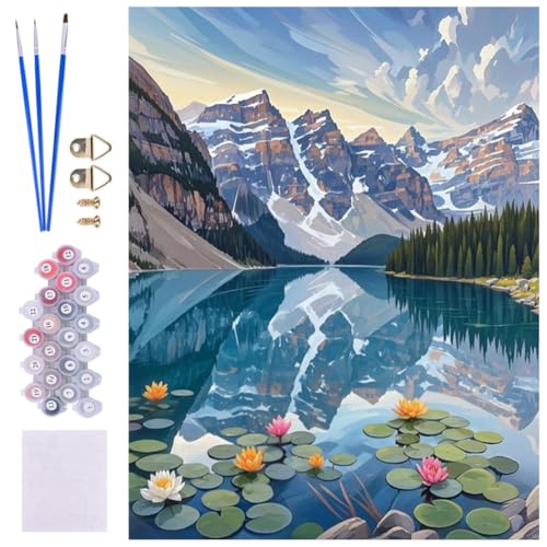 ACIOPPL Natural Scenery Paint by Numbers for Adults Beginner Moraine Lake DIY Acrylic Painting Kits Landscape Oil Painting by Number Kit for Home Wall Decor Canada Banff National Park 16 x 20 Inch