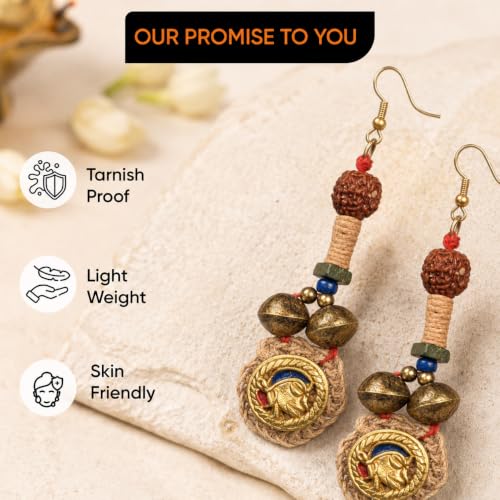 Image of Royal Queen & Empress Handcrafted Tribal Dhokra Earrings Collection for Women - Statement Ethnic Designs in Multiple Colours