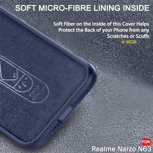 Image of TheGiftKart Liquid Silicon Back Cover Case for Realme C63 / Narzo N63 | Shockproof Military Grade Protection | Micro-Fibre Cloth On Inner Side | Built-in Anti-Slip Grip Back Cover Case (TPU, Blue)