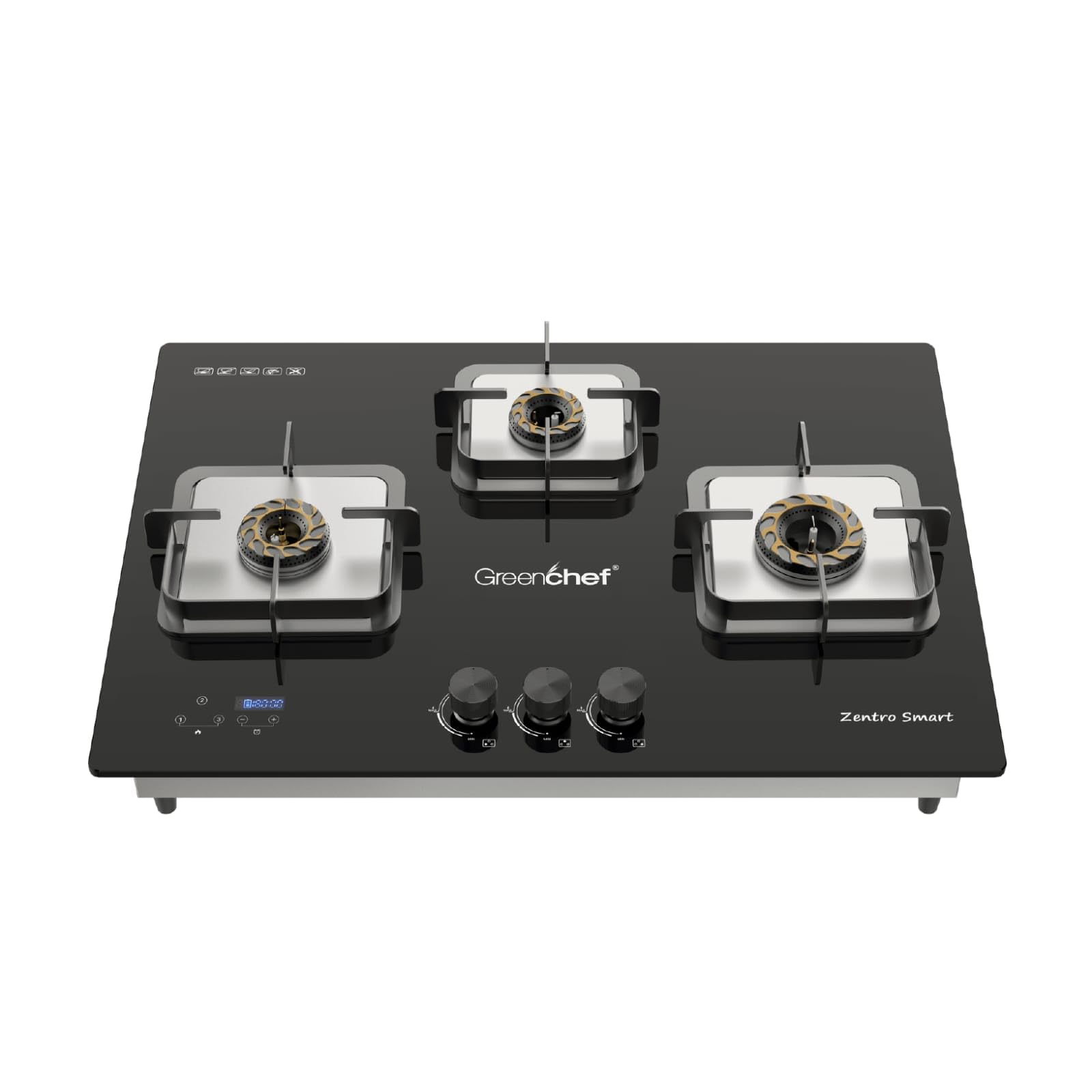 Greenchef Zentro Smart Three burner Glass Hob Top| Digital timer