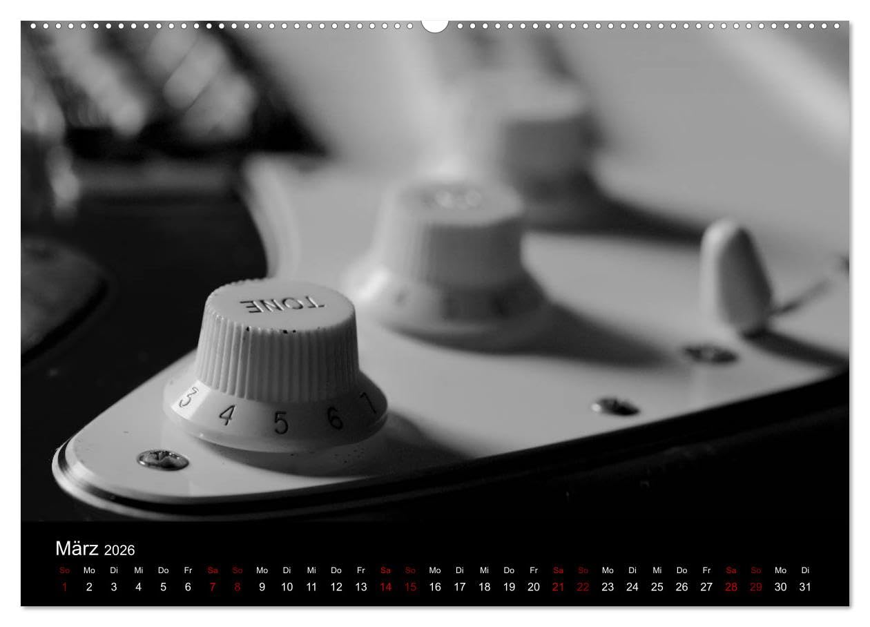 Regelwerke - Details alter E-Gitarren (hochwertiger Premium Wandkalender 2026 DIN A2 quer), Kunstdruck in Hochglanz: Alte E-Gitarrendetails eindrucksvoll in s/w fotografiert (CALVENDO Kunst)