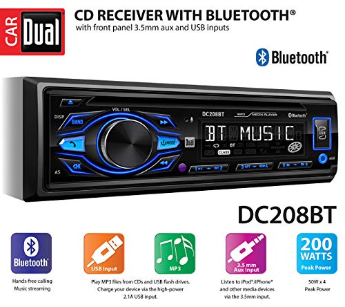 Dual Electronics DC208BT Multimedia Detachable 8 Character LCD Single DIN Car Stereo