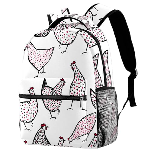 Sac à dos d'école poules mouchetées pour le lycée et sorties