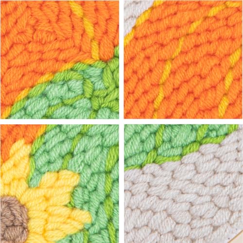 Image of Louise Maelys Beginners Punch Needle kit,Embroidery Starter Kits for Adults,Rug Cross Stitch Tool Including Handle Pen,Cloth,Hoop,Threads and Instruction-Pumpkin Pattern