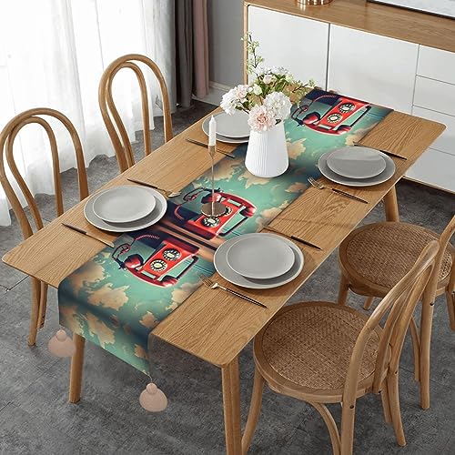 Chemin de table de salle à manger rustique en tissu durable motif Londres - 2