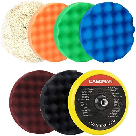 CASOMAN 7-Inch Buffing and Polishing Pad Kit, 7 Pieces 7" Polishing Sponge, Waxing Buffing Pad Kit
