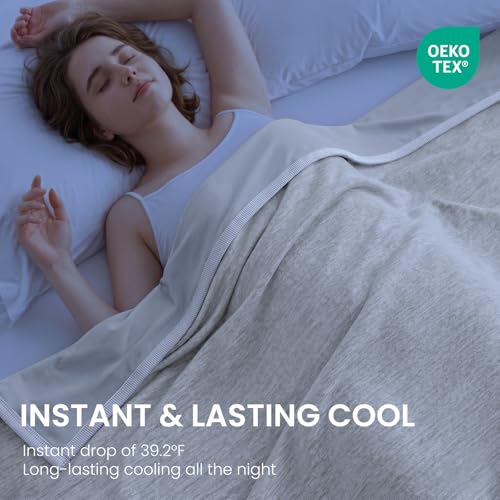 Image of Topcee Cooling Blanket (90 inchx90 inchQueen Size) for Night Sweats Absorbs Heat to Keep Adults Cool on Warm Nights, Q-Max 0.5 Cooling Blankets for Hot Sleepers, Ultra-Cool Lightweight Blanket for Bed
