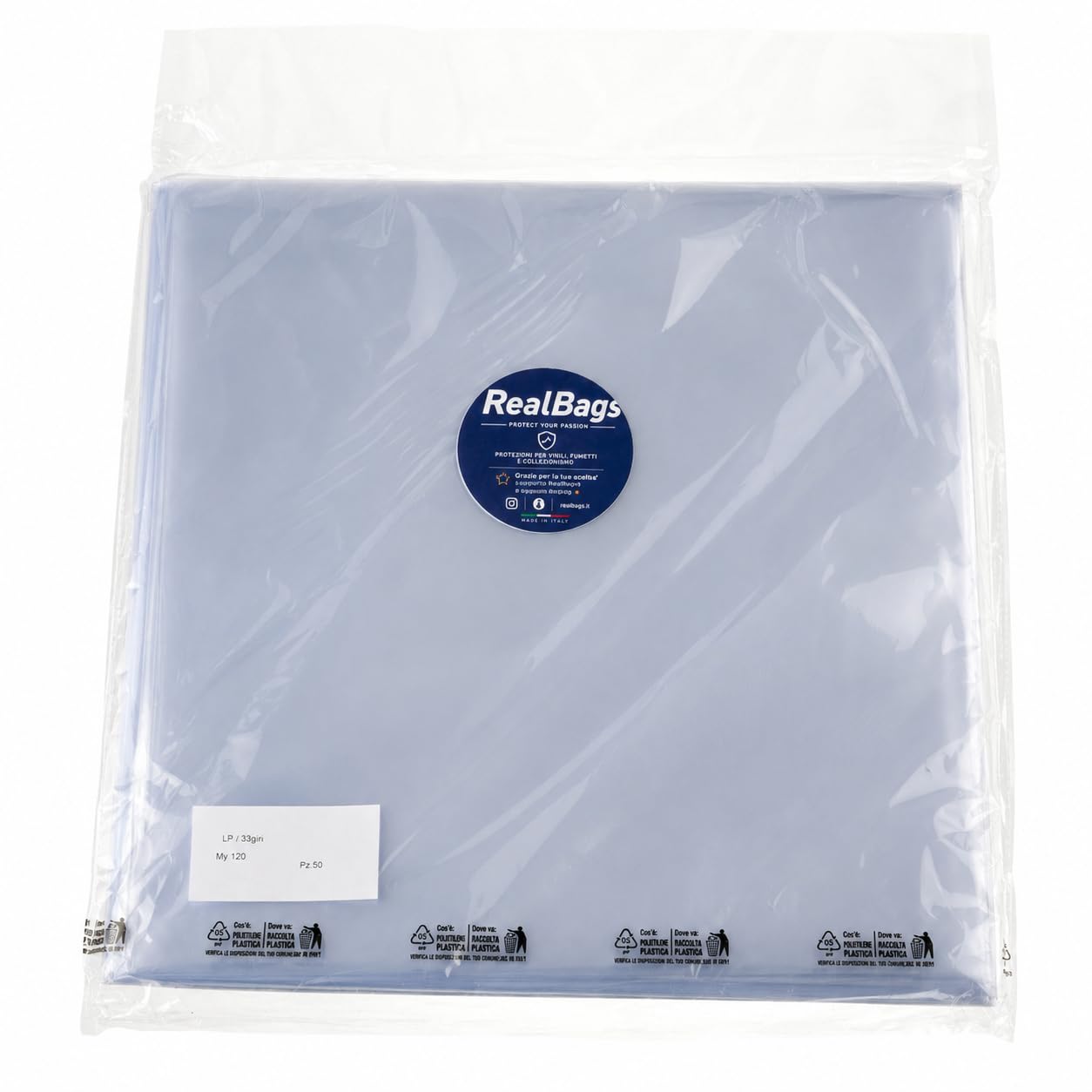 POCHETTES pour vinyles en polypropylene, HAUT DE GAMME 120 microns, 50 unités (33 tours, 12") POUR ALBUM SIMPLE DOUBLE ET GATEFOLD