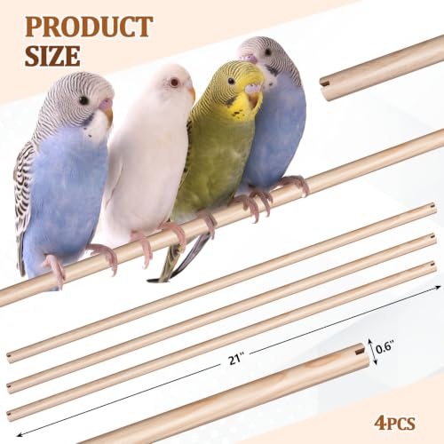 Image of Sintuff Bird Perches for Cage Accessories, Wooden Perch Rods Replacement with Double Head Slots, 0.6 Inch Diameter Natural Wood Stand for Parrot Macaw Cockatoo Parakeet (21 Inches,8 Pcs)