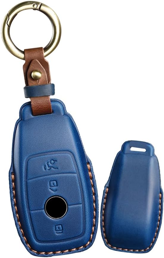 Miniatura 1 de ontto Funda de piel para llave de automóvil de 3 botones para Mercedes-Benz, protección de 360 grados, para Benz Clase C, Clase G 2019-2021, Clase E