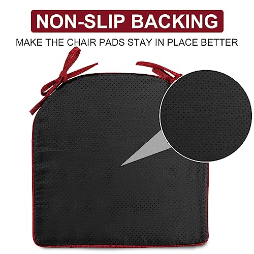 Lovtex Chair Cushions For Dining Chairs 4 Pack - Memory Foam Chair Pads With Ties And Non-Slip Backing - Seat Cushion For Kitchen Chair 16"X16"X2", Red #TOP4