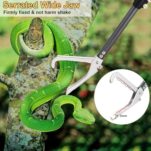 Image of Snake Tongs Heavy Duty, 68 inch Snake Catcher Grabber for Rattlesnake Professional Safe Handling Snake Long Reach Grabber Wide Jaw Handling Tool with Lock Non Slip Foam Handle Sturdy Metal Tubes