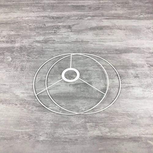 Set d'Ossature de diamètre 25 cm pour Abat-Jour, Anneaux Ronds en epoxy Blanc, pour Douille diam 40mm E27
