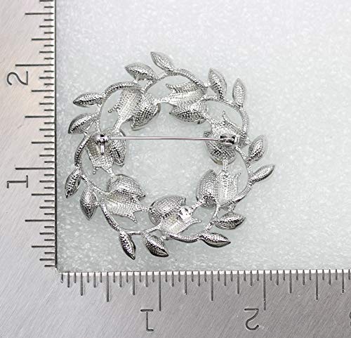 Image of Faship Gorgeous Rhinestone Crystal Floral Wreath Brooch Pin