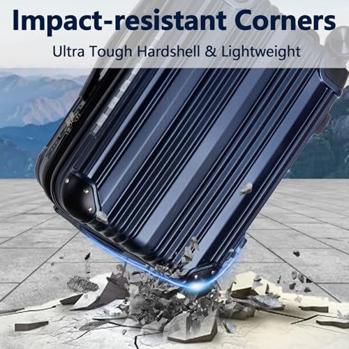 OUZZO 20 Inch Carry On Luggage with USB Port, 22x14x9 Airline Approved, Hardshell Expandable Suitcase with Spinner Wheels, TSA Lock, Corner Protectors, Travel Luggage for Business & Plane – Blue4