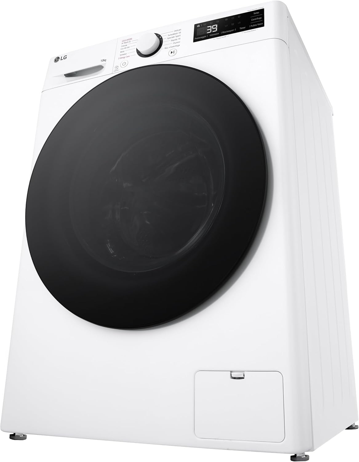 LG AI DD F4WR6010AGW Lavatrice 10 kg Serie R5, Carica Frontale, Classe A-10%, 1400 giri, TurboWash 360, Lavaggio a vapore, Motore Direct Drive, Smart Diagnosis, Libera installazione, Bianca