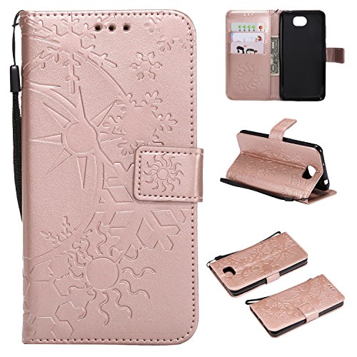 Oujiet-eu MS Custodia per Huawei Y5II CUN-L22 CUN-L01 Custodia Flip in Pelle PU + Cover Case in Silicone Fissa Protezione 5
