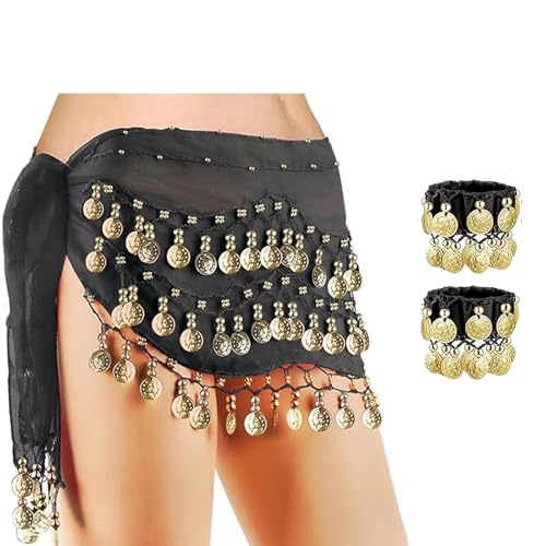 RNXSIB Bauchtanz Kostüm Damen, Bauchtanz Hüfttuch, EIN Paar Armbänder,Für Tanzauftritte & Training, Leicht & Atmungsaktiv, Bequeme Passform Mit...