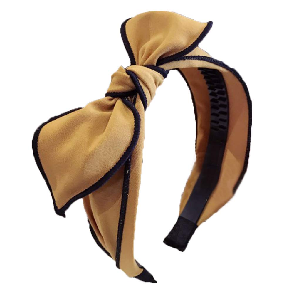 Fascia for il trucco - Cerchietto for capelli con fiocco for donna, tinta unita, fascia larga in tessuto, spago for capelli, colore: blu (Color : Yellow)