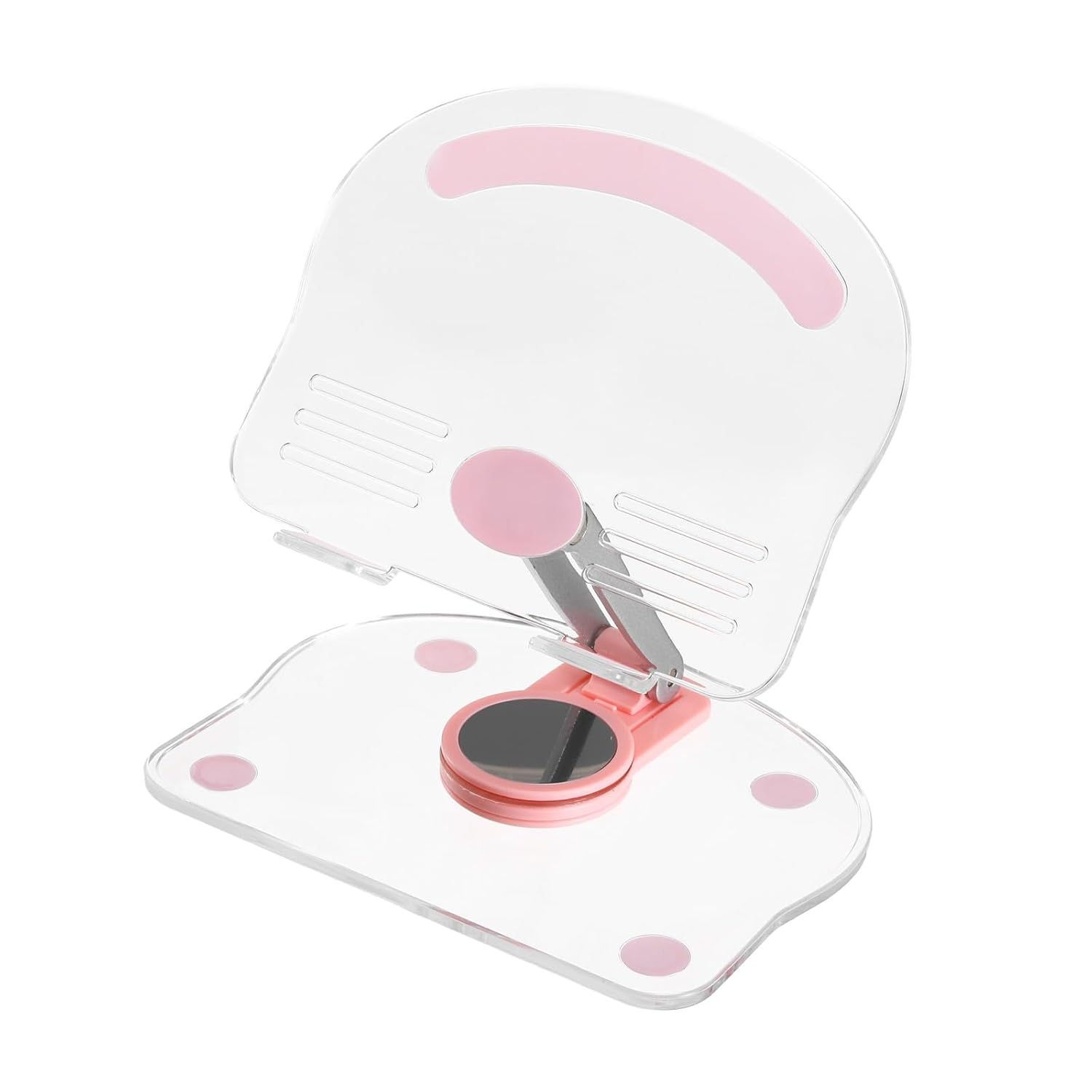 PATIKIL Acrylic Tablet Stand Acrylic Tablet Holder Adjustable Foldable Portable Clear Cute with 360 Degree Rotating Base for