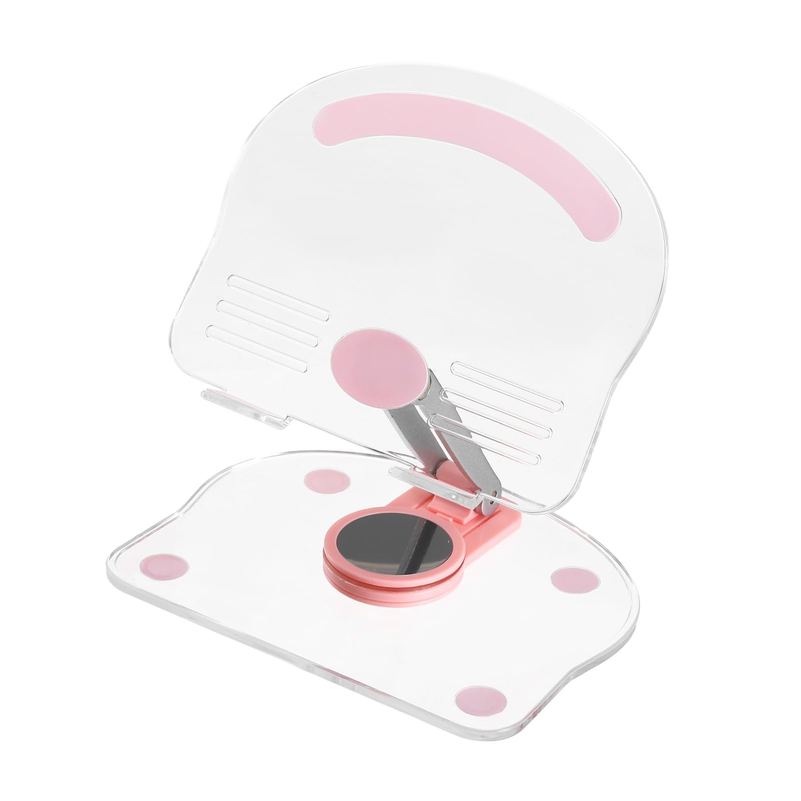 PATIKIL Acrylic Tablet Stand Acrylic Tablet Holder Adjustable Foldable Portable Clear Cute with 360 Degree Rotating Base for