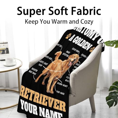 Custom Golden Retriever Blanket for for Baby - 30x40 Inches Lap Size - Soft Fluffy Cozy Blankets Gift - Black Novelty Blanket for Couch, Work